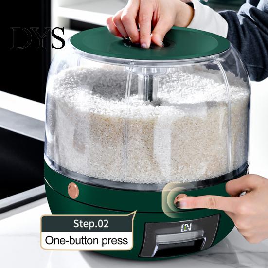 Rotating Grain Organizer Storage Holder Large Capacity One Button Opening Good Sealing Container Food Grade Detailed Division Design Jar Kitchen