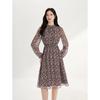 JUZUI French Retro Printed V-neck Chiffon Dress