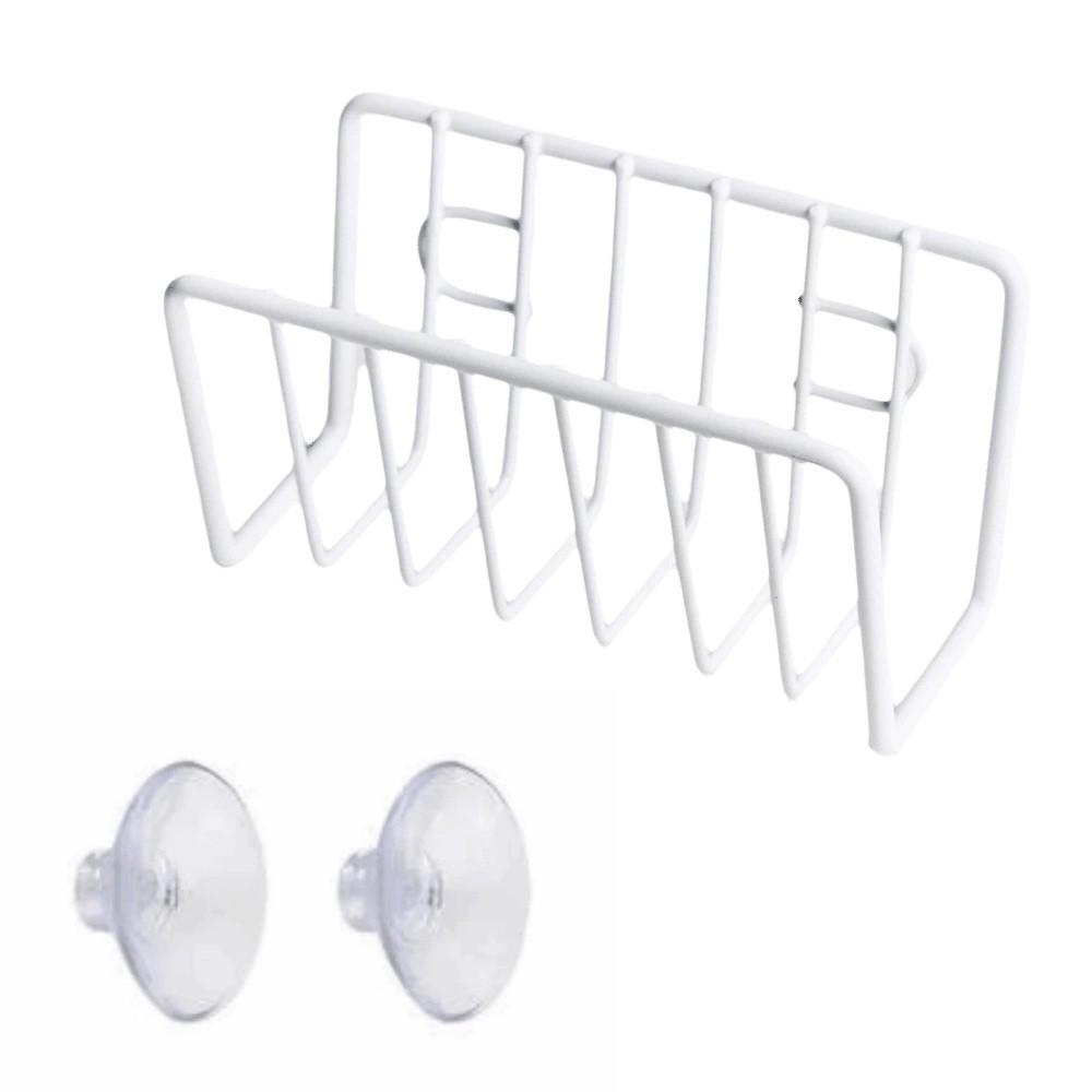 

Wall-Mounted Sink Shelving No-Drill Drain Storage Shelf Water Drainage Sponge Holder Kitchen Use білий