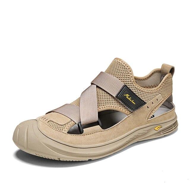 

Мужские сандалии, повседневные летние уличные пляжные модные мужские рыбацкие туфли, кожаные лоферы на платформе, роскошные спортивные походные тапочки 44 хаки