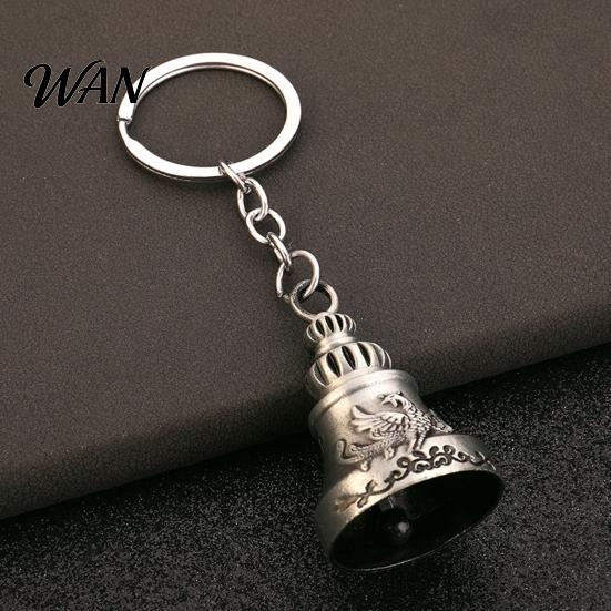 Crisp Ringing Keychain Pendant Traditional Pattern Retro Bell Design Sound Soft Key Holder with Metal Ring Backpacks Suitcases Accessory