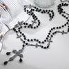 Dark Gothic cross fringed necklace multi-layered beaded necklace fashionable Spice Girl necklace