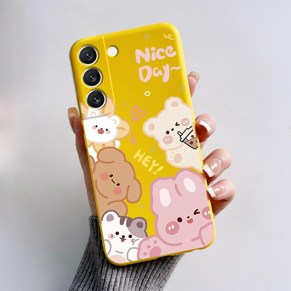 For Samsung Galaxy S22 S 22 Plus S22 Ultra S22+ Case Soft Slim Cute Bear Cartoon Frog Candy Painted Back Cover Funda Bumper Bags