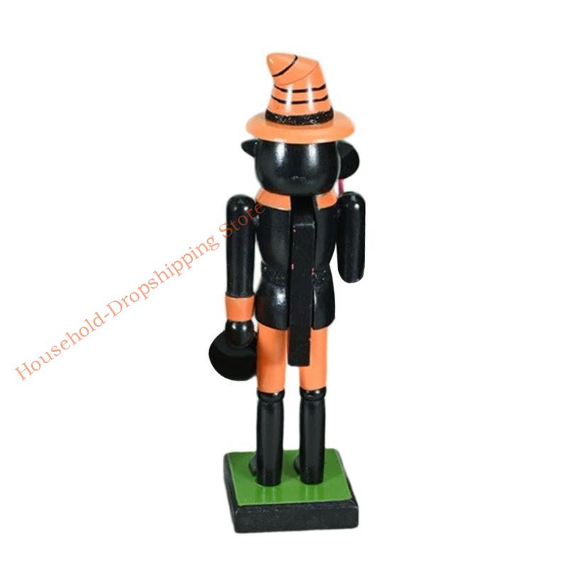 Halloween Wooden Figurine 25cm Seasonal Decor Christmas Nutcracker Figures Statue For Shelves Tables Children's Gifts
