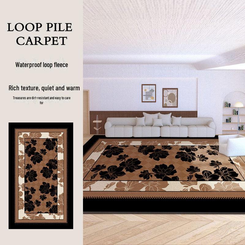 Premium Retro Non-Slip Loop Pile Carpet for Living Room, Bedroom, Sofa, and Coffee Table - Dirt-Resistant and Durable.