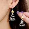 European & American Creative Five-Pointed Star Multi-Layer Christmas Tree Earrings - Fashionable, Unique, High-End Holiday Jewelry 