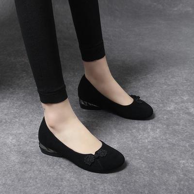 Platte schoenen dames nieuw retro gesp lichte mond enkele schoenen zwart nieuw Chinees lage hak dames