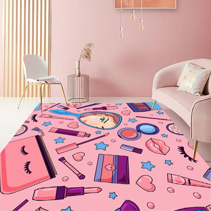 Cartoon Make Up Cosmetics Carpets for Home Living Room  Adults Bedroom Cloakroom Sofa Doormat Kitchen Floor Rugs Anti-slip Decor