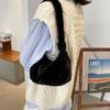 Large Capacity Women Crossbody Bag Solid Color Shoulder Bag Plush Underarm Bag Koran Style Handbag