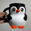 Sevimli Penguen Dondurma Pint Tutucu, 3D Baskı Dondurma Pint Kapları Antifriz Saplı Kaşıklar Bira Kutusu Bardak Kılıfı