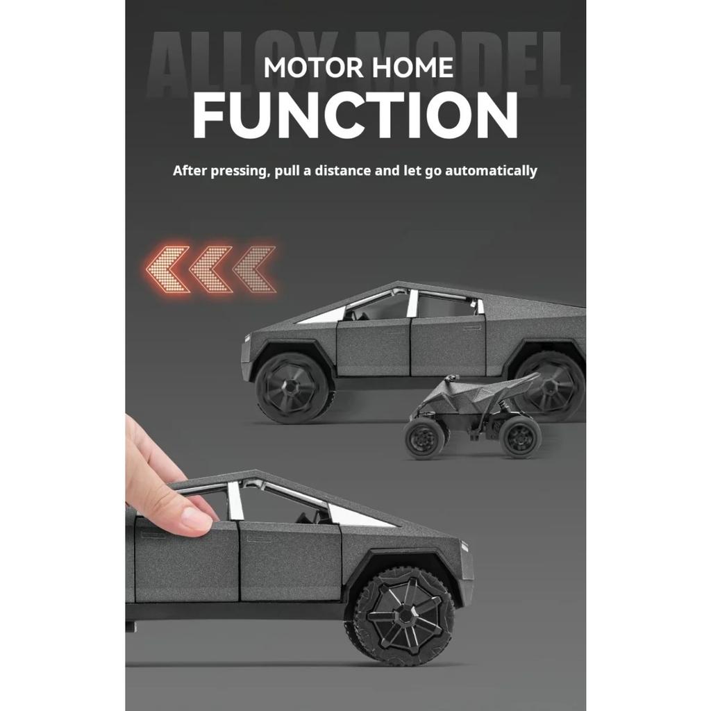 1/32 Tesla Trailer Rv Alloy Car Model Table Set Children's Toys Die Cast Collection Car Model Toys