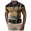 Men's Casual Striped Print Polo Shirt with Short Sleeves for Summer