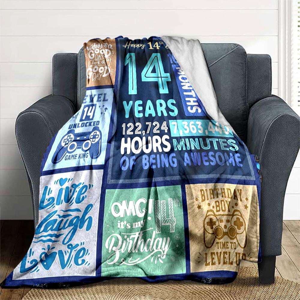 14Th Birthday Celebration Multi-purpose Blanket Comfortable Ure Versatile Picnics Four Seasons Universal Warmthful Decor and Friends Y8