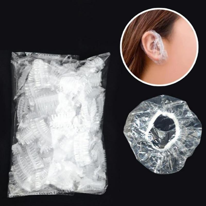 100pcs Disposable Waterproof Ear Cover Transparent Bath Shower Hair Salon  Earmuffs Hair Coloring Ear Protector Cover Caps