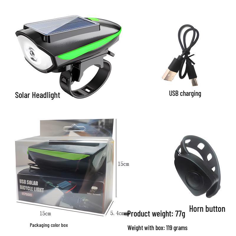 Fernlicht Fahrradlampe vorne mit Hupe für Nachtfahrten & Kinder-Radfahren