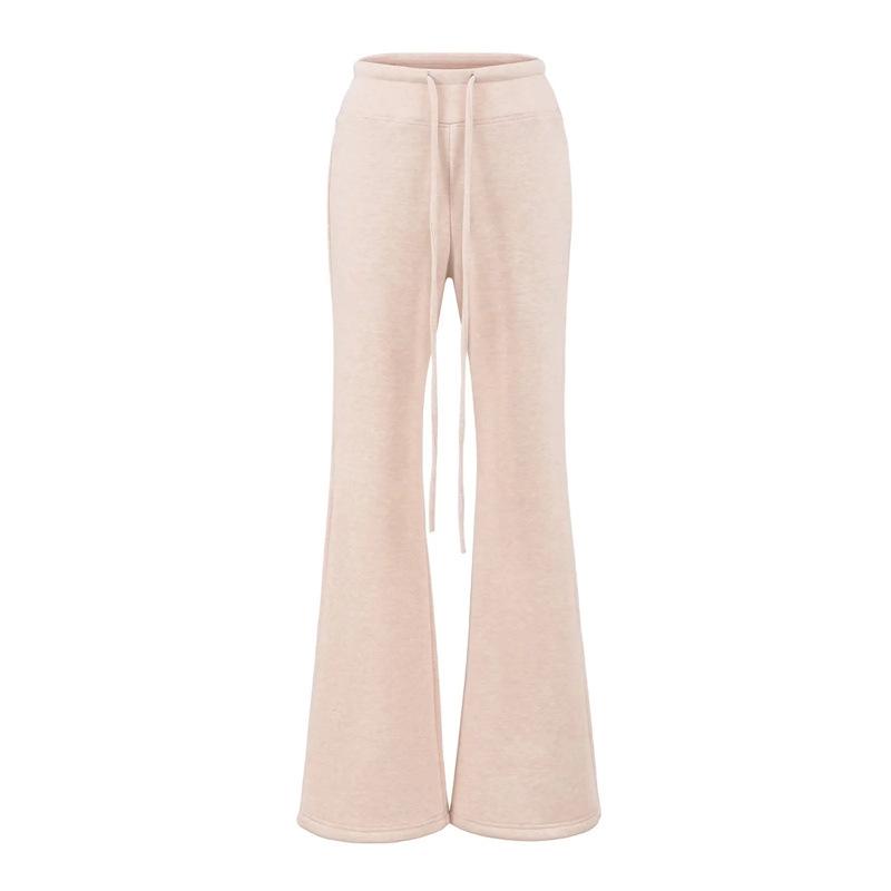 Women s 2025 Autumn/Winter Spicy Girl Micro-Flare Low-Waist Fleece-Lined Sports Pants Large