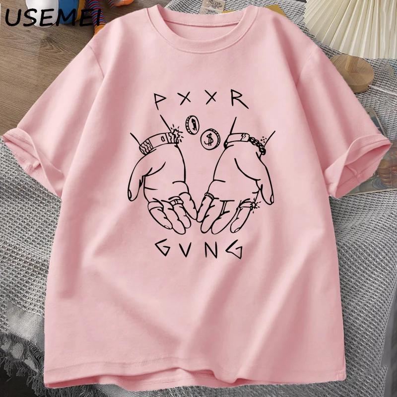 Pxxr Gvng The White Family T-shirts O Neck Oversized Tshirt Men Cotton Short Sleeve Tee Shirt Summer Graphic Tees Streetwear
