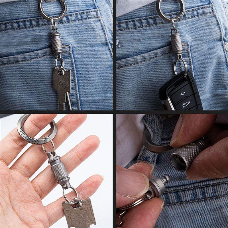 BHBL Titanium Quick Release Swivel Keychain, Pull Apart Detachable Keychain Heavy Duty Car Key Holder 2Pcs