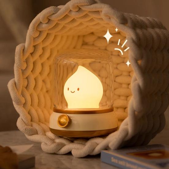 LED Bedside Lamp Flameless Candle Lamp Adjustable Brightness Timer Function Rechargeable Night Light LED Tea Light