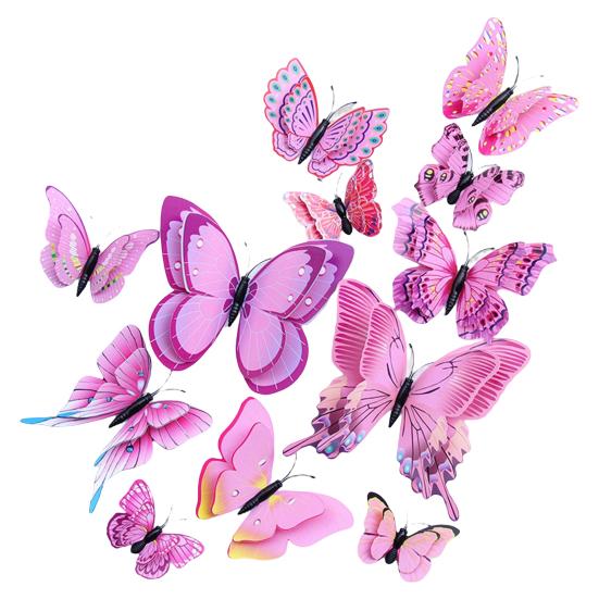 12 Pcs/Set Realistic Background Sticker Practical Durable Magnetic Butterflies Shape Wall