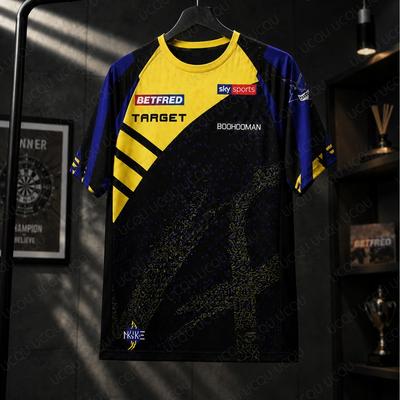 2026 PDC Darts Inspirowana Koszulka Wydajnościowa Męska Oddychająca Koszulka Sportowa Styl Esportowy Koszulka Treningowa Krótki Rękaw Mundur