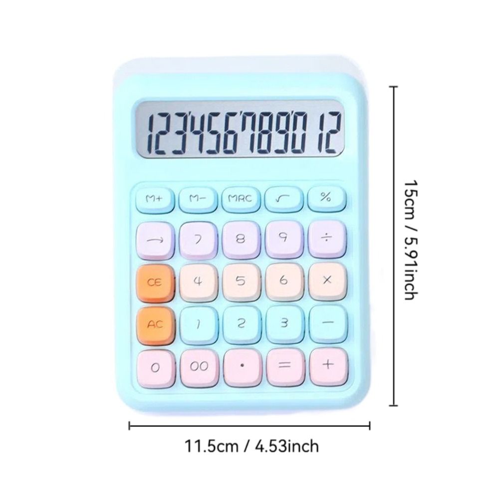 12-digit Electronic Calculator Candy Color Mini Keyboard Calculator Silicone Button Cartoon Math Calculators School Supplies