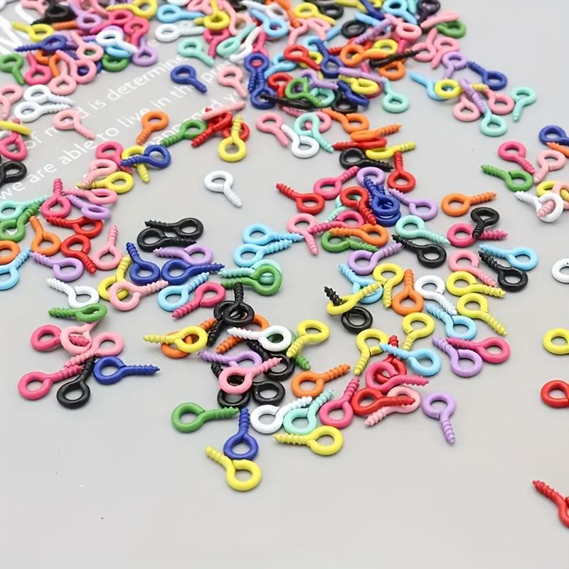 100 ks Barevně lakované kovové očko, hřebík s ovčím okem, hřebík s ovčím rohem, šroubovací hřebík, šroub zinkové slitiny, očka pro ručně vyráběné DIY šperky