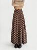 Triangle Panel High-Waisted Plaid A-Line Skirt - Women's Autumn/Winter Retro Style