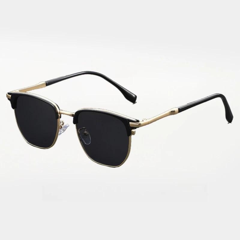 Retro Luxury Metal Half-Frame Sunglasses Men Fashion Square Frame Driving Sun Glasses Outdoor UV400 Sun Glasse Eye Protection