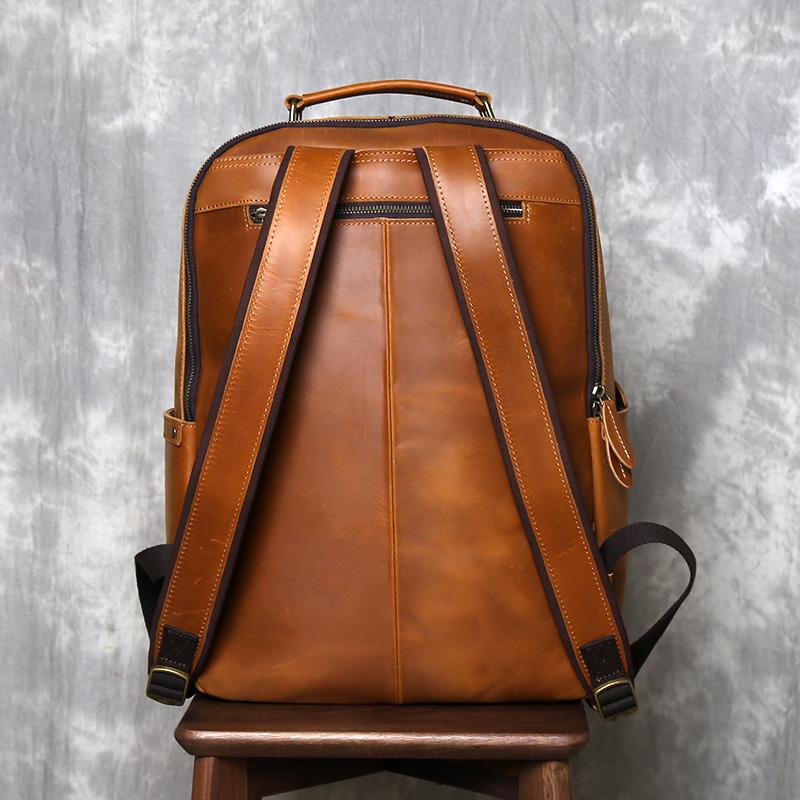 Vintage Rindsleder Rucksack Oberste Schicht Aus Echtem Leder Herren Hohe Kapazität Computer Rucksack Lässiger Geschäftsreise Rucksack