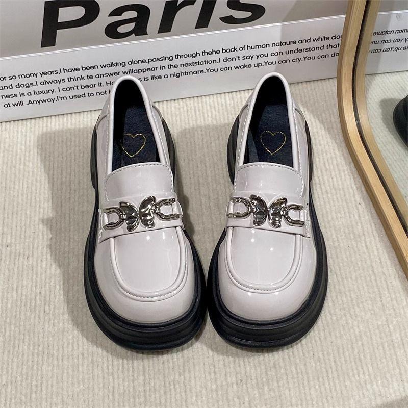 British style small leather shoes women's single shoes 2025 summer new platform black muffin loafers versatile Mary Jane shoes