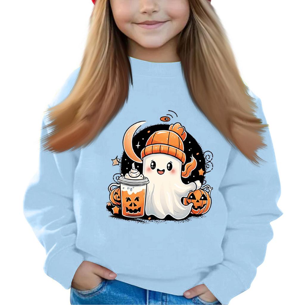 Halloween Day Girls Round Neck Pullovers For Kids Printed Baby Tops