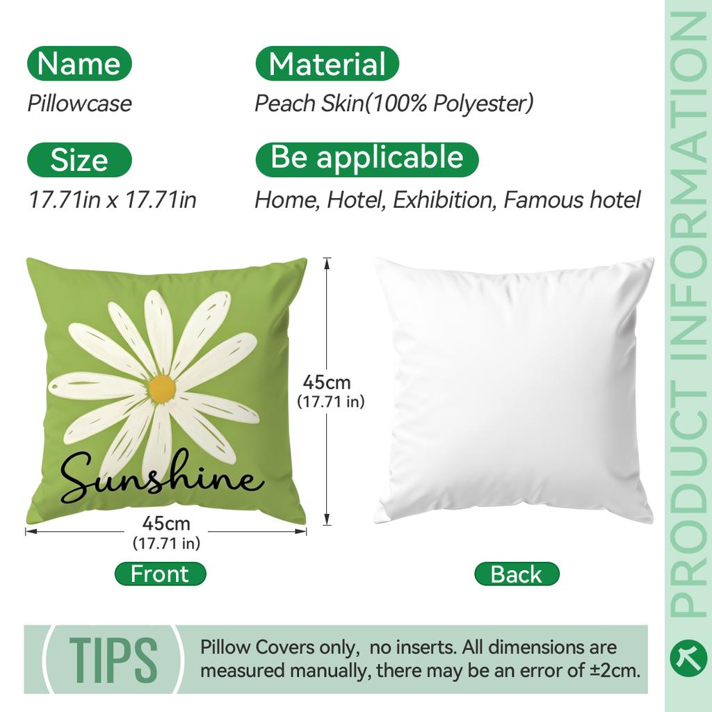 1pcs Daisy Cushions Pillowcase Polyester Cushion Cover Throw Pillow Pillowcover Home Car Sofa Decor