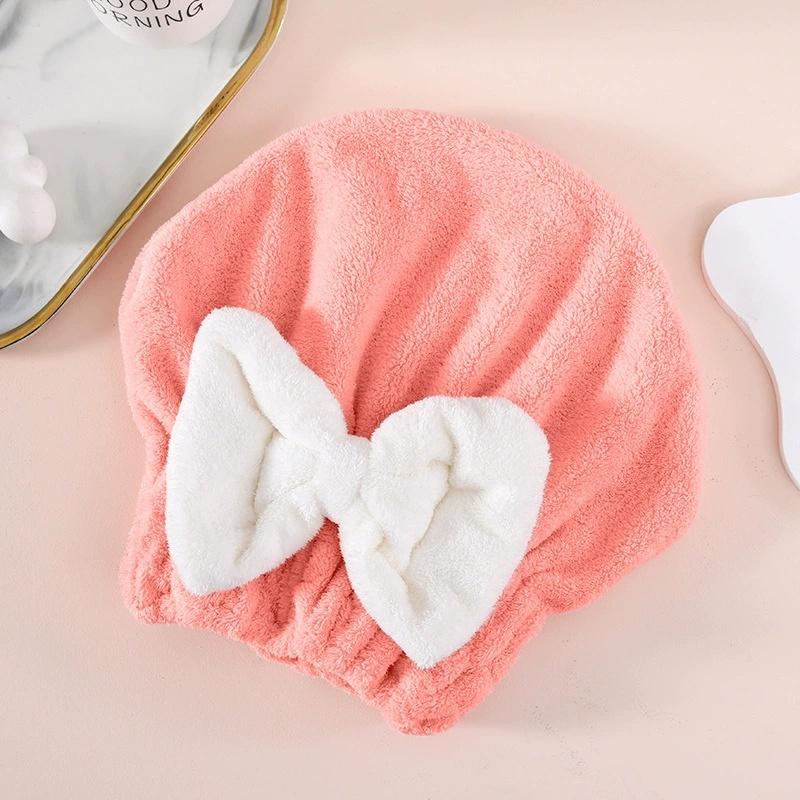 Microfiber Hair Drying Cap, Quick Dry Hair Towel Wrap, Super Absorbent Hair Turban with Bow Design, Soft Shower Head Wrap розовый