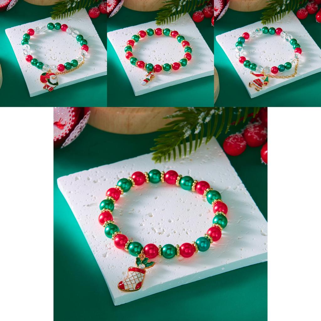 Christmas Themed Beaded Bracelets For Women With Santa And Snowflake Charms Summer