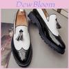 Elegant Men Brogue Tassels Casual Platform Formal Pumps Pointy Toe Shoes Slip On Loafers