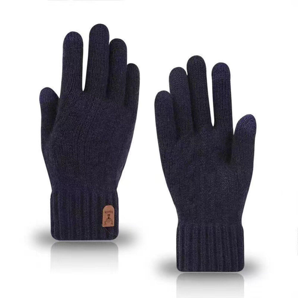 1Pair Winter Warm Gloves for Men and Women Touchscreen Thickened Knitted Gloves Outdoor Cycling Sports Cold Resistant Gloves