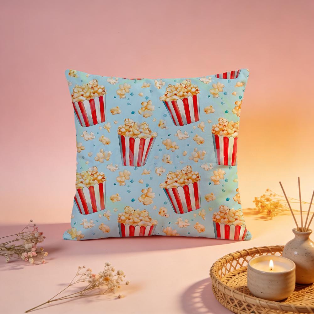 Fun Popcorn Cartoon Graphic Cushion Cover Comfortable Durable Pillow Cover MultiScene for Home Office Car Sofa