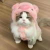 Funny Cat Cap Bear Plush Head Cover Cute Cat Dog Woven Warm Headdress Pet Hats Kitten Puppy Cosplay Costume Accessories