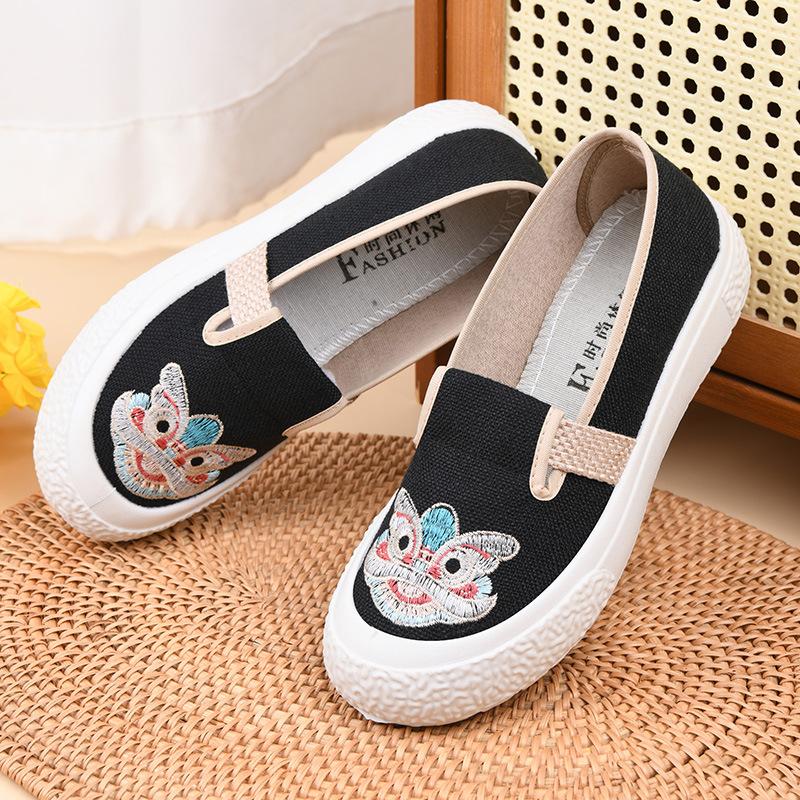 

Весенне-осенние парусиновые туфли в национальном стиле, женские тканевые туфли, женские туфли-одинарки, дышащие, на мягкой подошве, на одном педале 35