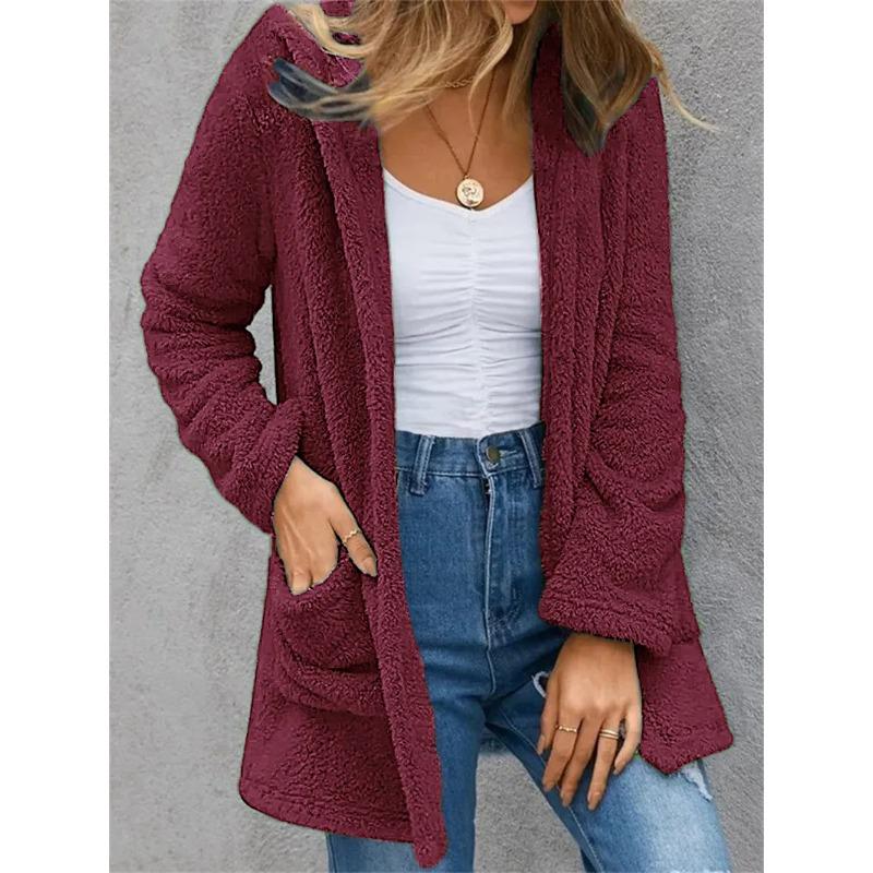 Women's Casual Solid Color Print Autumn Winter Long Sleeve Jackets & Coats
