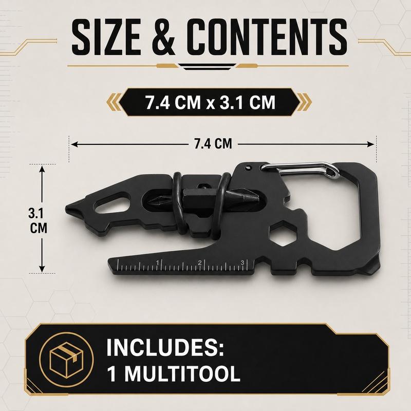 Multifunction EDC Carabiner Tool With Bottle Opener 1/4 Bit Driver Pocket Keychain Tool For Camping Hiking Cycling 4