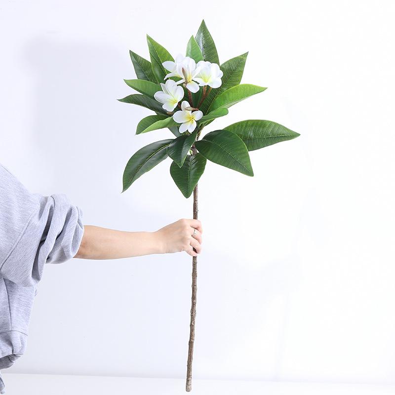 Artificial Frangipani Flower with Long Stems Lifelike Real Touch Artificial Plumeria Flower for Home Party Wedding Bouquet Decor