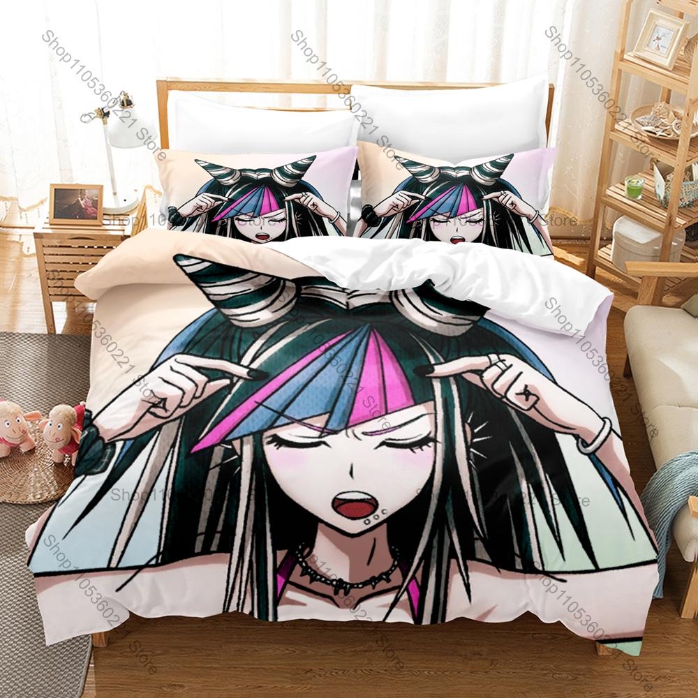 Danganronpa 2 Ibuki Mioda Bedding Set, Duvet Cover & 2 Pillowcases, Punk Rock Character Pattern Breathable All Season