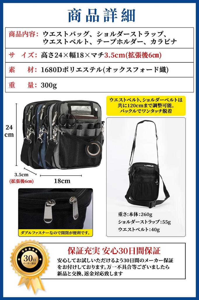 ALL BEFORE Multifunctional Nurse Waist Bag with Expandable Double Shoulder Stationery and Tool Work Nursing Office Belt 12 Black [CARRY ONE] Pouch,