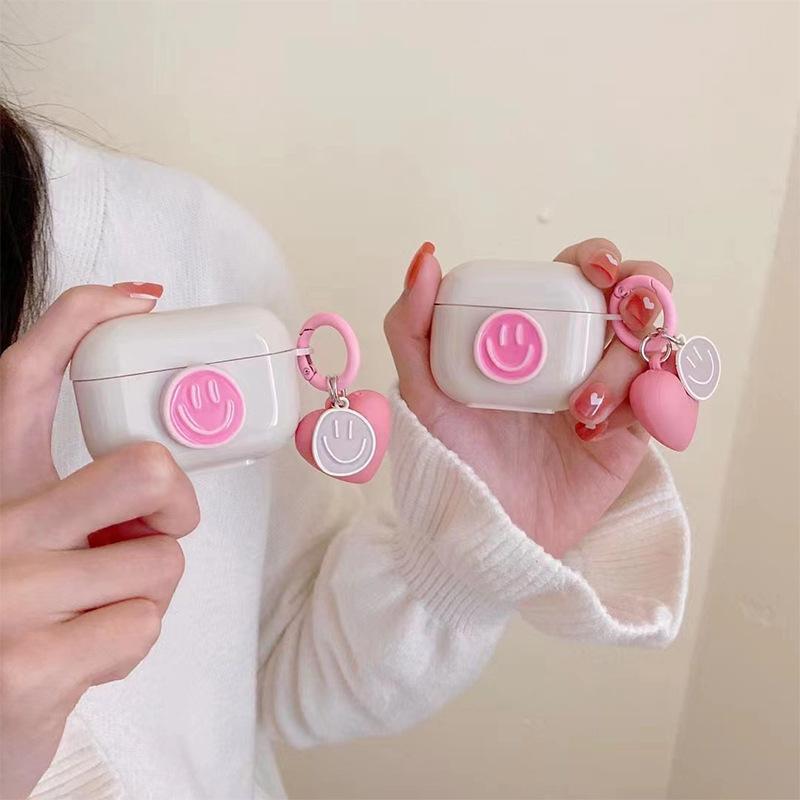 Suitable For Airpods Second Generation Girl Bluetooth Headset Cover Airpods Pro Third Generation Protective Case Smiley Face Love