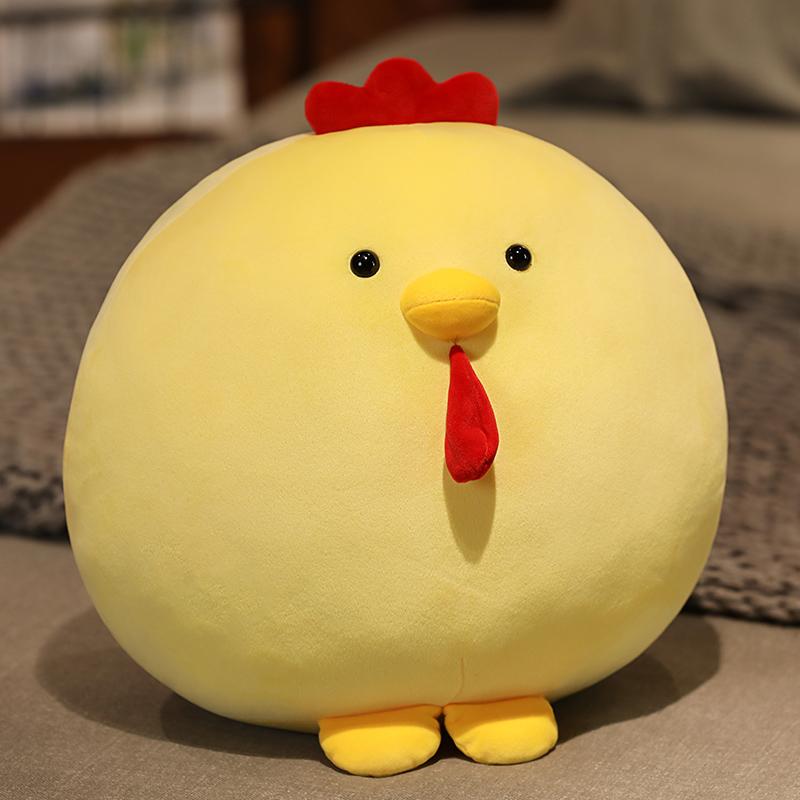 Cartoon Soft Pillow Toys Cute Stuffed Yellow Round Chick Stuffed Animals Doll Long Sleeping Pillow