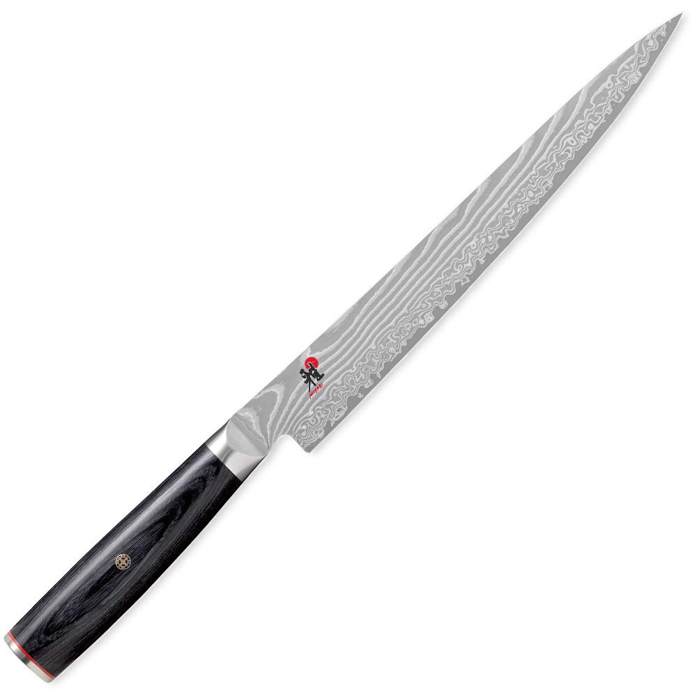 MIYABI Sujihiki 240mm Made In Damascus Double Edge Slicer Knife Multilayer Steel Stainless Steel Made In Seki Gifu Prefecture Japanese "5000FC-D
