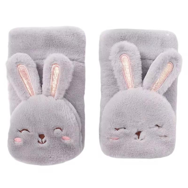 Fashionable Soft Outdoor Cute Rabbit Ladies Warm Half Full Finger Winter Women Gloves серый