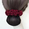 Women Hair Bun Cover Net Snood Hairnet Bow Barrette French Hair Clip Bow Ribbon Flower Hair Accessories for Banks Hotels Staff